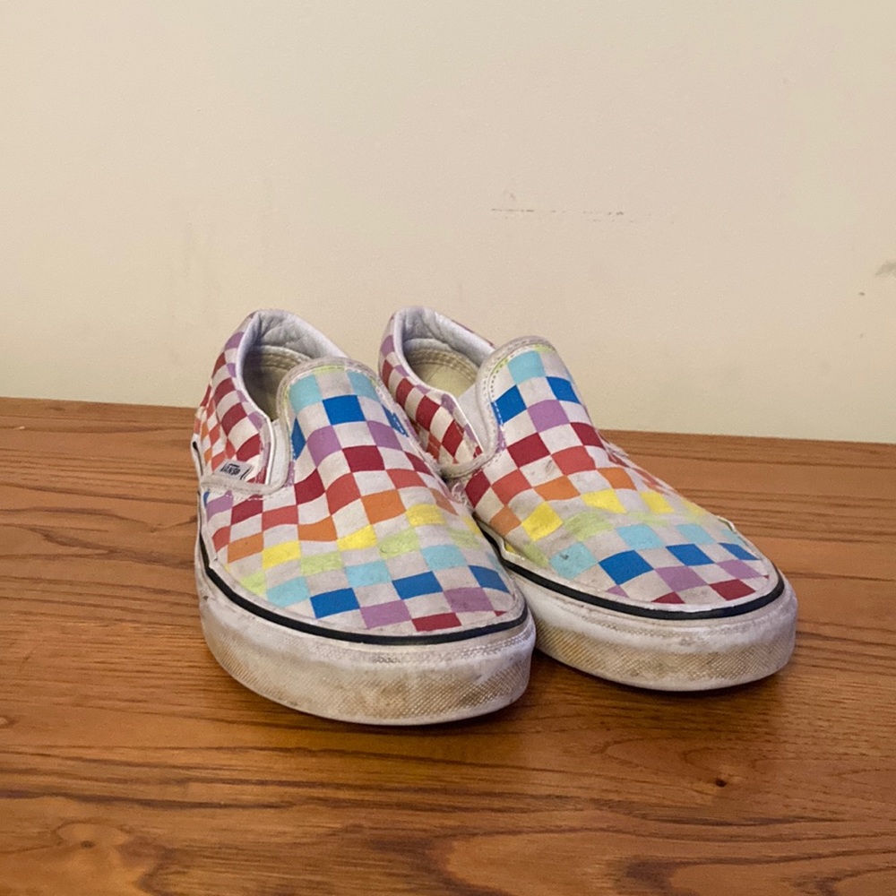 Rainbow checkered Vans